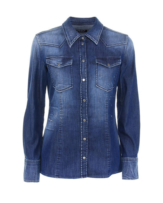 DONDUP 売れ筋商品|||ドンダップ シャツ トップス レディース Denim shirts Purple Women's Shirts | Dondup