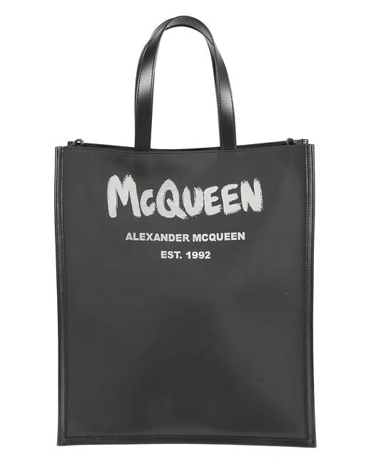 Mens Bags Tote bags Alexander McQueen Leather Logo-print Tote Bag in Black for Men 