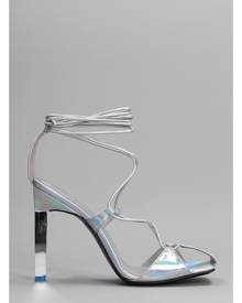 The Attico Adele Lace Up Sandals In Silver Leather