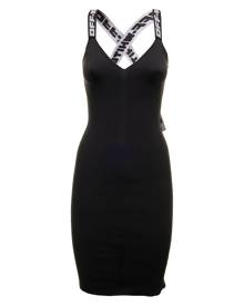 Off-White Off White Womens Black Fabric Dress With Logoed Shoulder Straps