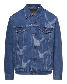 Blue Denim Jacket Levis X 3.paradis With Birds Print In Cotton Man