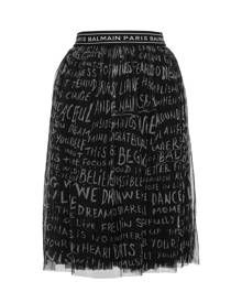 Balmain Printed Tulle Skirt
