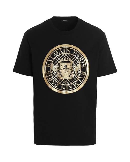 Balmain T-shirt With Flock Medallion Logo