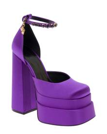 Versace aevitas Purple Pumps With Medusa Charm And Platform In Silk Blend Woman