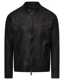 Giorgio Brato Black Biker Jacket With Two Way Zip In Leather Man