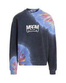 MSGM Logo Print Tie Dye Sweatshirt By Burro Studio