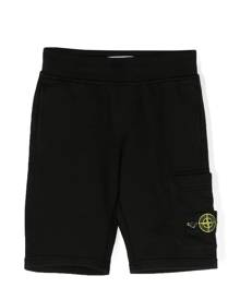 Stone Island Junior Black Cotton Cargo Shorts