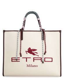 Etro Canvas And Leather Tote Bag