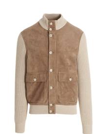 Brunello Cucinelli Knit Suede Bomber Jacket