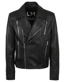 Balmain Zipped Lambskin Leather Biker Jacket