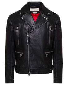 Alexander McQueen Black Biker Jacket In Leather Man