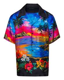 Dolce & Gabbana Multicolor Shirt With All-over Hawaiian Print In Silk Man