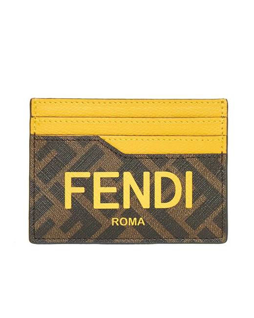 Fendi Ff Micro Pattern Bifold Wallet in Yellow for Men