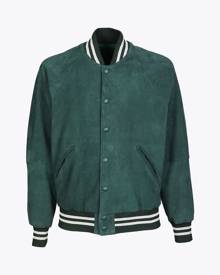 DFour Bomber Uomo Green suede varsity bomber jacket