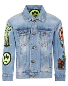 Barrow Light Blue Jacket For Kids With Iconic Smiley And Patch