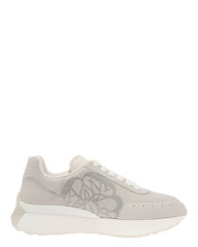 Alexander McQueen runner Grey Sneakers With Tonal Logo Print In Leather Man