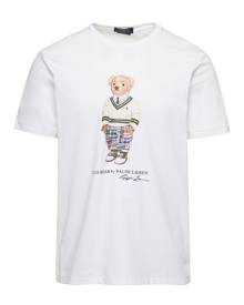 Polo Ralph Lauren White Crewneck T-shirt With Polo Bear Print On The Chest In Cotton Man