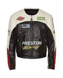 HERON PRESTON Moto Patches Leather Jacket