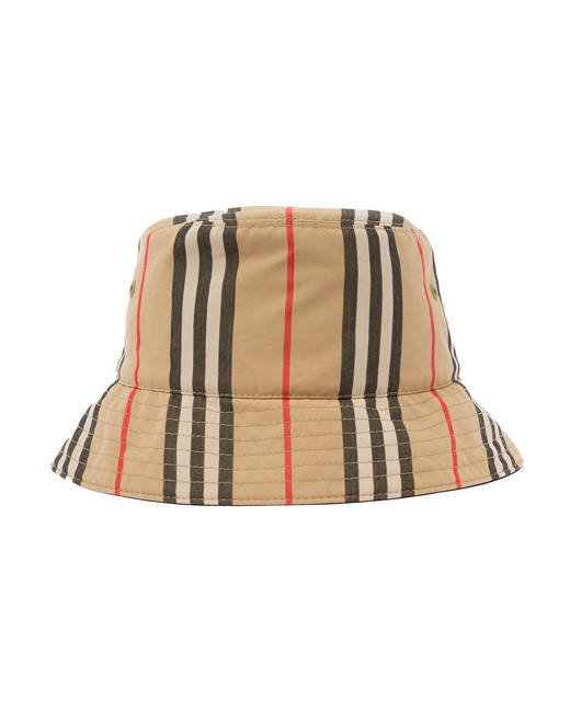 Exaggerated Check Cotton Canvas Bucket Hat in Birch Brown