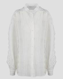 Alberta Ferretti Lace Trimmed Linen Shirt Alberta Ferretti Lace Trimmed Linen Shirt