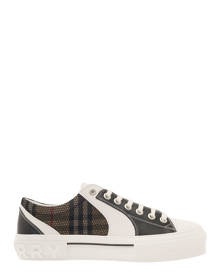 Burberry Brown Sneakers Wth Vintage Check Mesh Motif In Calf Leather And Cotton