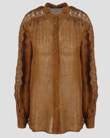 Alberta Ferretti Lace Trimmed Linen Shirt Alberta Ferretti Lace Trimmed Linen Shirt