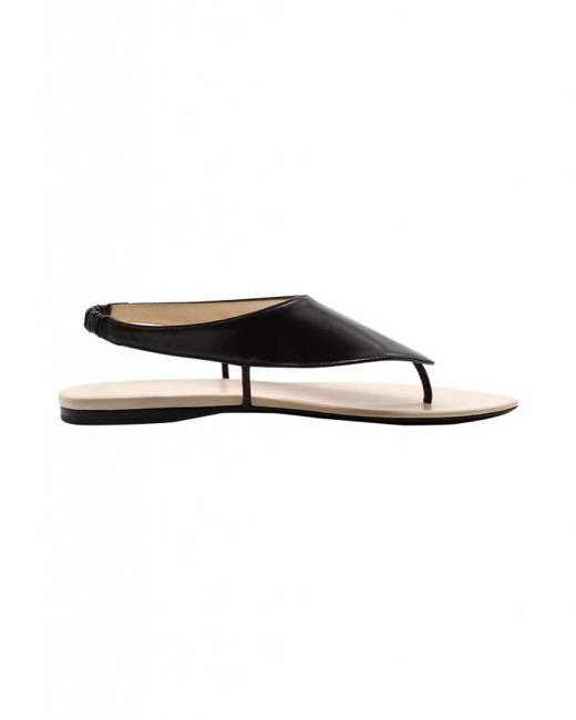 The Row, Avery black leather thong sandals