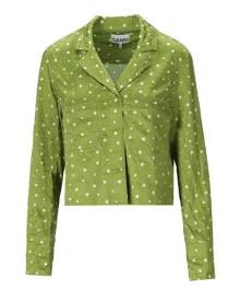 Ganni Green Polka Dot Crop Shirt