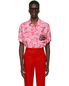 SSENSE WORKS SSENSE Exclusive Jeremy O. Harris Pink Print Rose Bowling Shirt