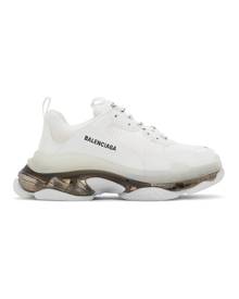 Balenciaga White and Black Clear Sole Triple S Sneakers