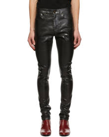 Saint Laurent Black Oily Coated Skinny Jeans