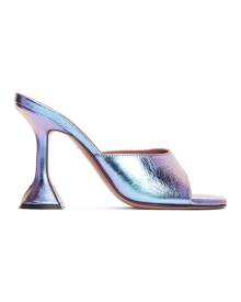 Amina Muaddi Purple Iridescent Caroline Slipper Heels