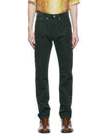 Dries Van Noten Green Corduroy Slim Trousers