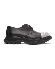 Alexander McQueen Black and Silver Tread Derbys