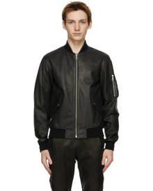 John Elliott Black Leather Bogota Bomber Jacket