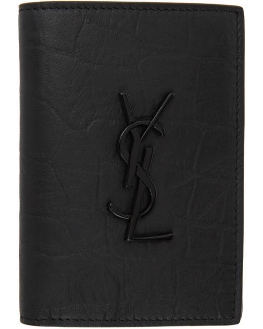 ysl credit card case in black leather