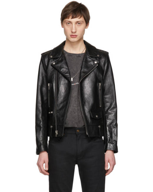 saint laurent leather biker jacket mens