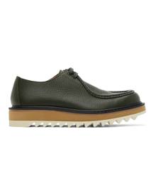 Dries Van Noten Green Grained Lace-Up Derbys