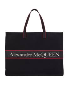 Alexander McQueen Black and Red Selvedge East West Tote