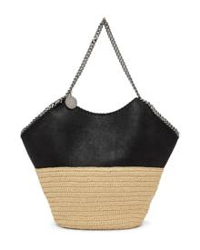 Stella McCartney Black and Tan Straw Large Falabella Tote