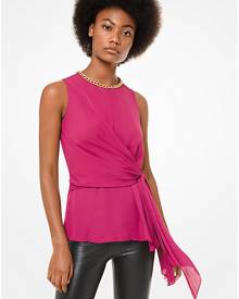 MICHAEL Michael Kors Chain-Link Silk Wrap Top