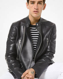 Michael Kors Mens Leather Moto Jacket