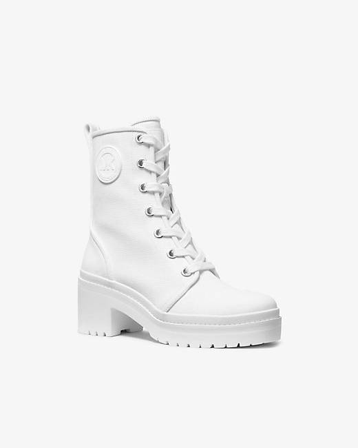 michael kors white combat boots