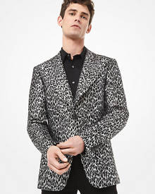 Michael Kors Mens Leopard Metallic Wool Jacquard Blazer