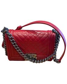 Chanel Boy Red Leather Handbag for Women