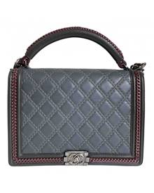 Chanel Boy Grey Leather Handbag for Women