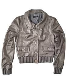 Sand \N Metallic Leather Leather Jacket for Women
