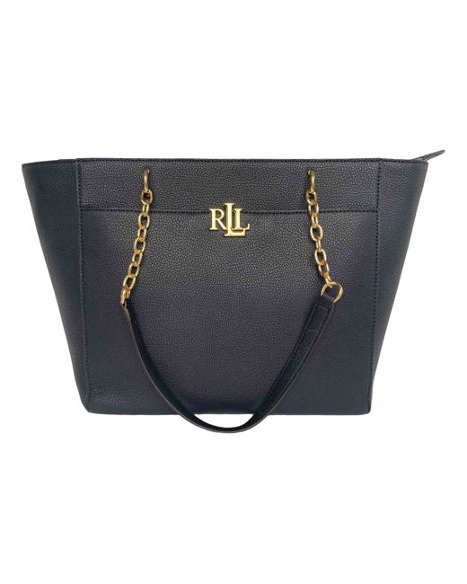 ralph lauren leather langdon monogram tote bag