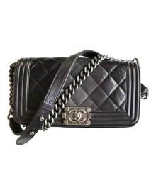 Chanel Boy Grey Leather Handbag for Women