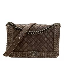Chanel Boy Brown Leather Handbag for Women